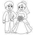 Wedding Groom And Bride Isolated Coloring Page Royalty Free Stock Photo