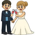 Wedding Groom Bride Toast Cartoon Colored Clipart Royalty Free Stock Photo