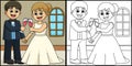 Wedding Groom Bride Toast Coloring Illustration Royalty Free Stock Photo