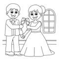 Wedding Groom And Bride Toast Coloring Page Royalty Free Stock Photo