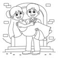 Wedding Groom Carrying Bride Coloring Page Royalty Free Stock Photo