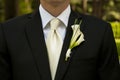 Wedding groom with corsage