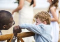 Wedding guests clapping for the bride and groom Royalty Free Stock Photo