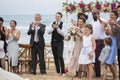 Wedding guests clapping for the bride and groom Royalty Free Stock Photo