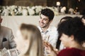 Wedding Guests Socialising At Dinner