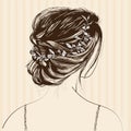 Wedding hair styling freehand drawing