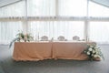 Wedding hall decoration in white colors. Wedding decorations Royalty Free Stock Photo