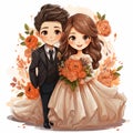 Wedding hand-drawn comic illustration. Wedding. Vector doodle style cartoon illustration Royalty Free Stock Photo
