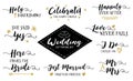 Wedding Hand Lettering Phrases Vector Set Royalty Free Stock Photo