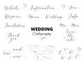 Wedding hand written calligraphy set isolated on white. Great for wedding invitations, cards, banners, photo overlays.