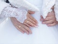 Wedding hands with wedding rings on fingers Royalty Free Stock Photo