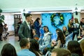 A groom model in a wedding suit at the wedding show