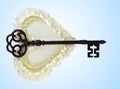 Wedding heart with rusty key. Royalty Free Stock Photo