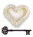 Wedding heart with rusty key. Royalty Free Stock Photo