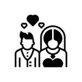 Black solid icon for Wedding, splice and bride