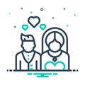 Mix icon for Wedding, splice and bride Royalty Free Stock Photo