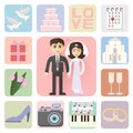 Wedding icons flat style Royalty Free Stock Photo