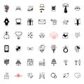 Wedding icons large set for organizing and conducting wedding events Royalty Free Stock Photo