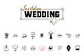 Wedding icons large set for organizing and conducting wedding events Royalty Free Stock Photo