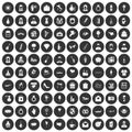 100 wedding icons set black circle