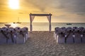 Wedding in Idyllic caribbean beach at sunset in Aruba, Dutch Antilles Royalty Free Stock Photo