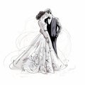 Continuous Line Wedding Illustration On White Background Royalty Free Stock Photo