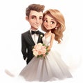 Whimsical Wedding Couple Illustration - Speedpainting Style