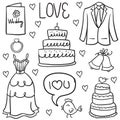 Wedding illustrations drawn in doodled style