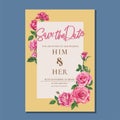 Wedding card with pink flower for marry