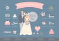 Wedding infographics. Set of wedding icons. Vector graphics