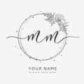Wedding initial MM monogram and elegant logo design, with floral and botanical elements Royalty Free Stock Photo