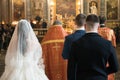 Wedding inside of Kazanskiy Kafedralniy Sobor Royalty Free Stock Photo