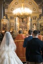 Wedding inside of Kazanskiy Kafedralniy Sobor Royalty Free Stock Photo