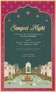 Traditional Indian Mughal-style sangeet night invitation card design for printing.