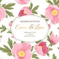 Wedding invitation anemone sakura peony flowers