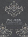 Wedding invitation and announcement card with vintage background artwork. Elegant ornate damask background. Royalty Free Stock Photo