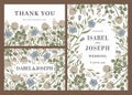 Wedding invitation Beautiful flowers Vintage card Frame Drawing engraving Clover Flax Vector Illustration Wallpaper Thank You