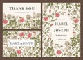 Wedding invitation Beautiful flowers Vintage card Frame Drawing engraving Clover Flax Vector Illustration Wallpaper Thank You