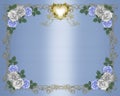 Wedding Invitation Border blue roses Royalty Free Stock Photo