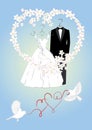 Wedding invitation with bride and groom clothes Royalty Free Stock Photo