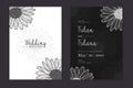 Wedding invitation card with abstract doodle hand drawn daisy flower floral sketch ornament background template mockup decoration Royalty Free Stock Photo
