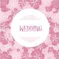 Wedding invitation card beautiful vintage floral sakura pink background, painting flowers, d Royalty Free Stock Photo