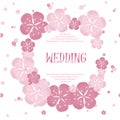 Wedding invitation card beautiful vintage floral sakura pink background, painting flowers Royalty Free Stock Photo