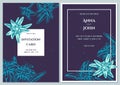 Wedding invitation card with blue edelweiss