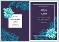 Wedding invitation card with blue gentiana