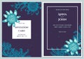 Wedding invitation card with blue passion flower