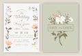 Wedding invitation card with colourful floral and leaves Royalty Free Stock Photo