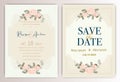 Wedding invitation card with colourful floral and leaves Royalty Free Stock Photo