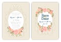 Wedding invitation card with colourful floral and leaves Royalty Free Stock Photo