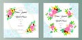 Wedding invitation card with colourful floral and leaves Royalty Free Stock Photo